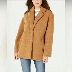 Collection b Juniors Women Shearling Style Faux Fur Brown Lined Jacket size XS